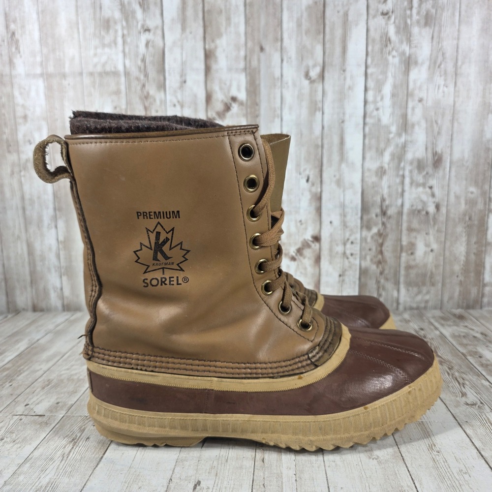 Sorel Premium Kaufman Mens 9 Vintage Winter Duck Boots Made in Canada‎ Tan Brown